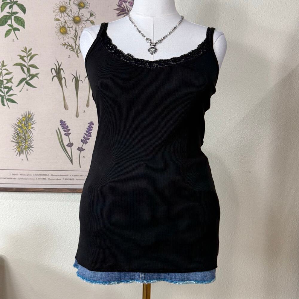 Y2k Lace Sequin Beaded Cami Top Dark Fairy Romantic Goth Whimsigoth Grunge L